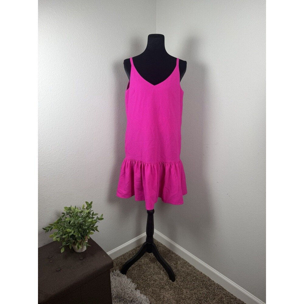 Trina Turk Hot Pink Drop Waist Mini Dress Size 0 Spaghetti Strap
